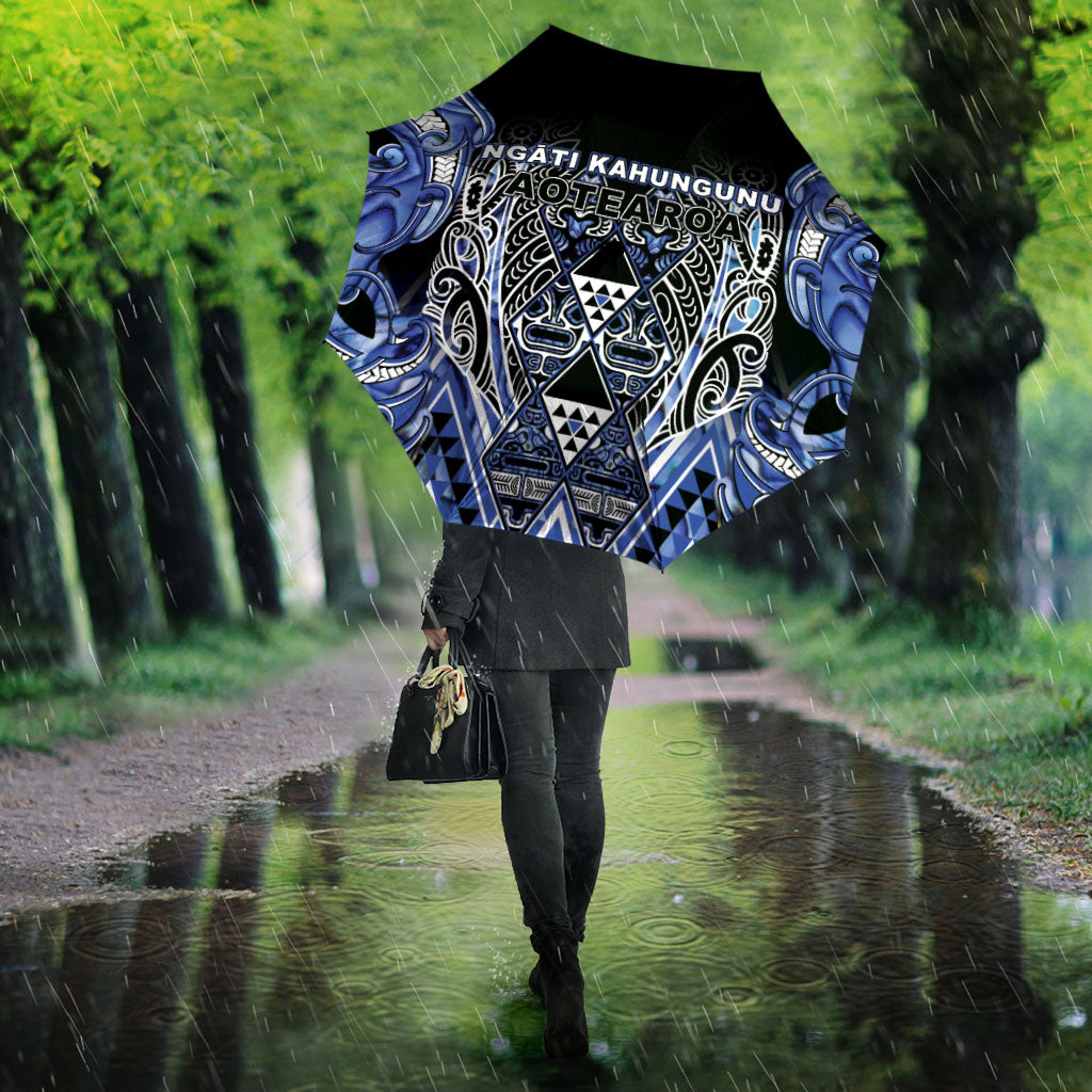 Aotearoa Ngati Kahungunu Umbrella Maori Tribal Blue Paua Shell Pattern DT05 - Polynesian Pride