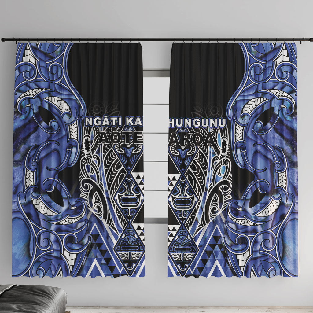 Aotearoa Ngati Kahungunu Window Curtain Maori Tribal Blue Paua Shell Pattern DT05 With Hooks Blue - Polynesian Pride