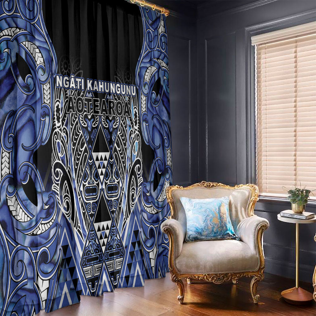 Aotearoa Ngati Kahungunu Window Curtain Maori Tribal Blue Paua Shell Pattern DT05 - Polynesian Pride