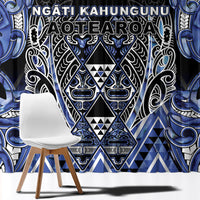 Aotearoa Ngati Kahungunu Window Curtain Maori Tribal Blue Paua Shell Pattern DT05 - Polynesian Pride