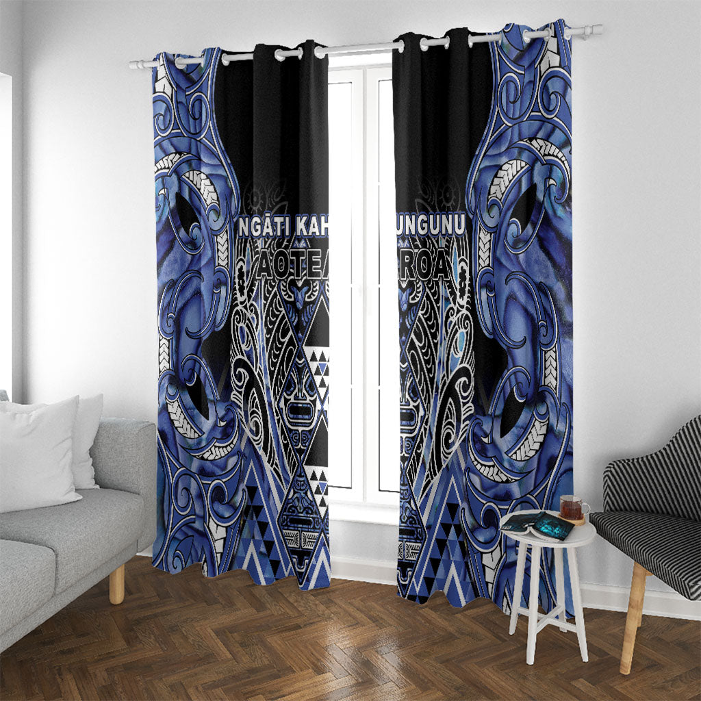 Aotearoa Ngati Kahungunu Window Curtain Maori Tribal Blue Paua Shell Pattern DT05 With Grommets Blue - Polynesian Pride