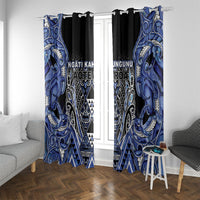 Aotearoa Ngati Kahungunu Window Curtain Maori Tribal Blue Paua Shell Pattern DT05 With Grommets Blue - Polynesian Pride