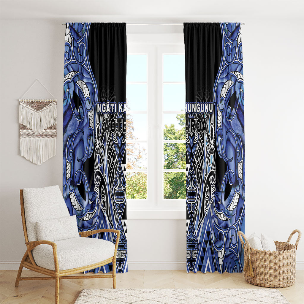 Aotearoa Ngati Kahungunu Window Curtain Maori Tribal Blue Paua Shell Pattern DT05 - Polynesian Pride