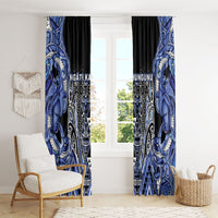 Aotearoa Ngati Kahungunu Window Curtain Maori Tribal Blue Paua Shell Pattern DT05 - Polynesian Pride