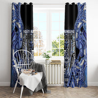 Aotearoa Ngati Kahungunu Window Curtain Maori Tribal Blue Paua Shell Pattern DT05 - Polynesian Pride