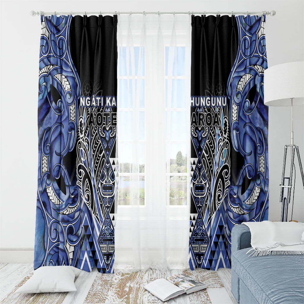 Aotearoa Ngati Kahungunu Window Curtain Maori Tribal Blue Paua Shell Pattern DT05 - Polynesian Pride