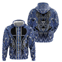 Aotearoa Ngati Kahungunu Zip Hoodie Maori Tribal Blue Paua Shell Pattern DT05 - Polynesian Pride