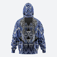 Aotearoa Ngati Kahungunu Zip Hoodie Maori Tribal Blue Paua Shell Pattern DT05 - Polynesian Pride