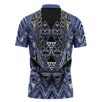 Aotearoa Ngati Kahungunu Zipper Polo Shirt Maori Tribal Blue Paua Shell Pattern DT05 - Polynesian Pride