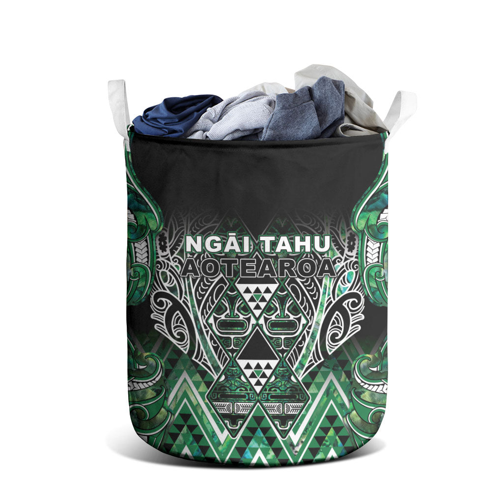 Aotearoa Ngai Tahu Laundry Basket Maori Tribal Dark Green Paua Shell Pattern DT05 - Polynesian Pride