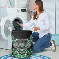 Aotearoa Ngai Tahu Laundry Basket Maori Tribal Dark Green Paua Shell Pattern DT05 - Polynesian Pride