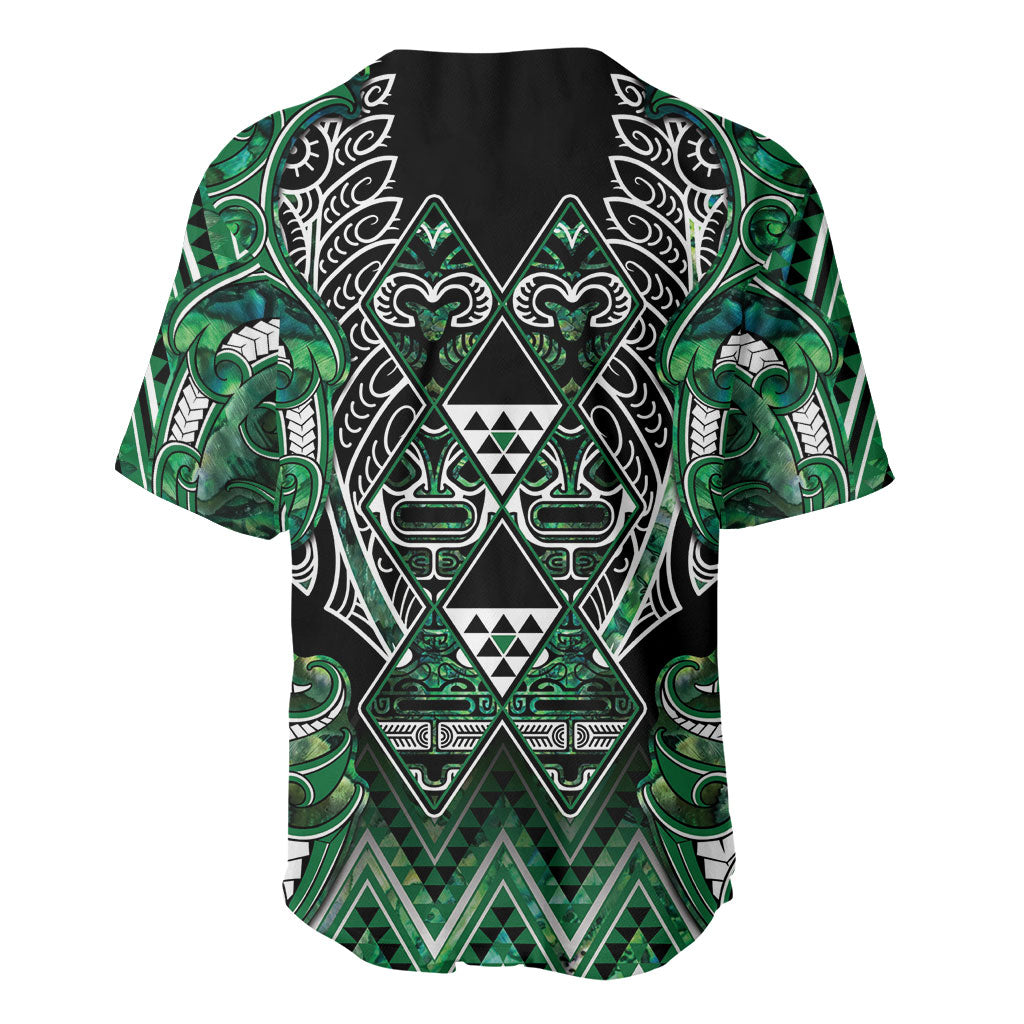 Aotearoa Ngai Tahu Baseball Jersey Maori Tribal Dark Green Paua Shell Pattern DT05 - Polynesian Pride
