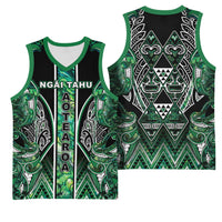 Aotearoa Ngai Tahu Basketball Jersey Maori Tribal Dark Green Paua Shell Pattern DT05 - Polynesian Pride