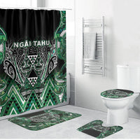 Aotearoa Ngai Tahu Bathroom Set Maori Tribal Dark Green Paua Shell Pattern DT05 Bathroom Set (4 pcs) Green - Polynesian Pride