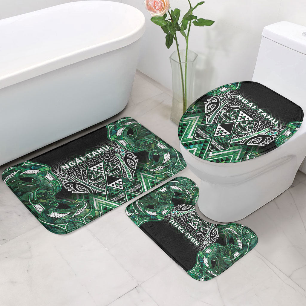 Aotearoa Ngai Tahu Bathroom Set Maori Tribal Dark Green Paua Shell Pattern DT05 - Polynesian Pride
