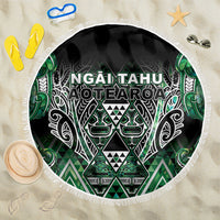 Aotearoa Ngai Tahu Beach Blanket Maori Tribal Dark Green Paua Shell Pattern DT05 One Size 150cm Green - Polynesian Pride