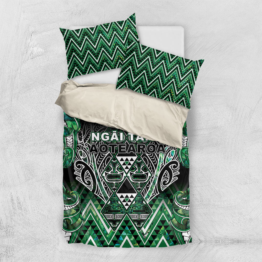 Aotearoa Ngai Tahu Bedding Set Maori Tribal Dark Green Paua Shell Pattern DT05 US Twin 172cm x 218cm Green - Polynesian Pride