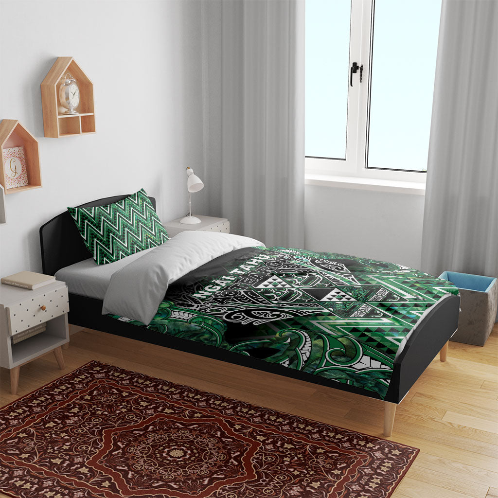 Aotearoa Ngai Tahu Bedding Set Maori Tribal Dark Green Paua Shell Pattern DT05 - Polynesian Pride