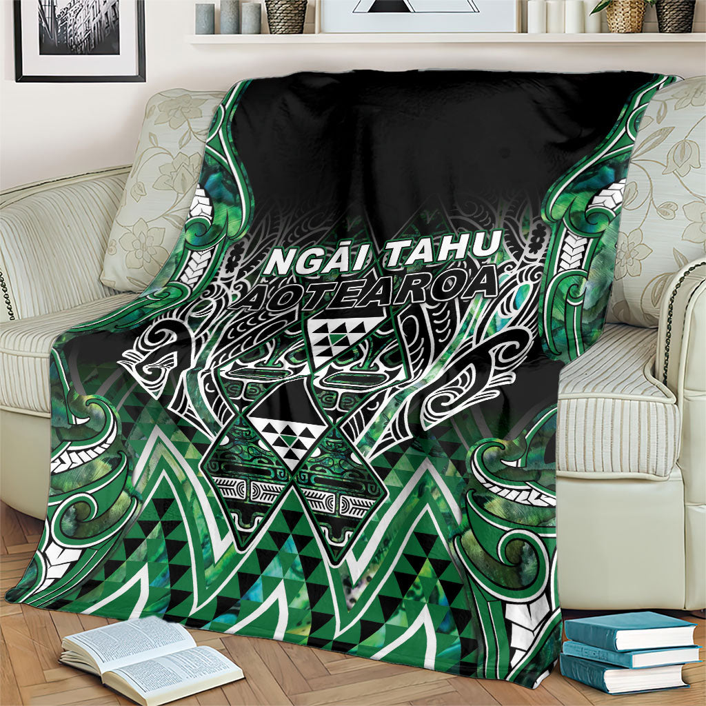 Aotearoa Ngai Tahu Blanket Maori Tribal Dark Green Paua Shell Pattern DT05 - Polynesian Pride