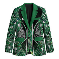 Aotearoa Ngai Tahu Blazer Maori Tribal Dark Green Paua Shell Pattern DT05 Unisex Green - Polynesian Pride