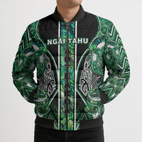 Aotearoa Ngai Tahu Bomber Puffer Jacket Maori Tribal Dark Green Paua Shell Pattern DT05 - Polynesian Pride