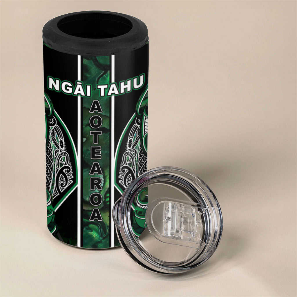 Aotearoa Ngai Tahu 4 in 1 Can Cooler Tumbler Maori Tribal Dark Green Paua Shell Pattern DT05 - Polynesian Pride