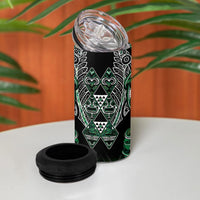 Aotearoa Ngai Tahu 4 in 1 Can Cooler Tumbler Maori Tribal Dark Green Paua Shell Pattern DT05 - Polynesian Pride