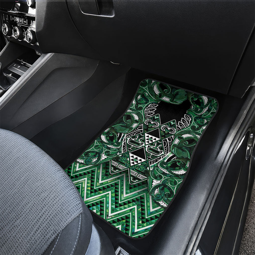 Aotearoa Ngai Tahu Car Mats Maori Tribal Dark Green Paua Shell Pattern DT05 - Polynesian Pride