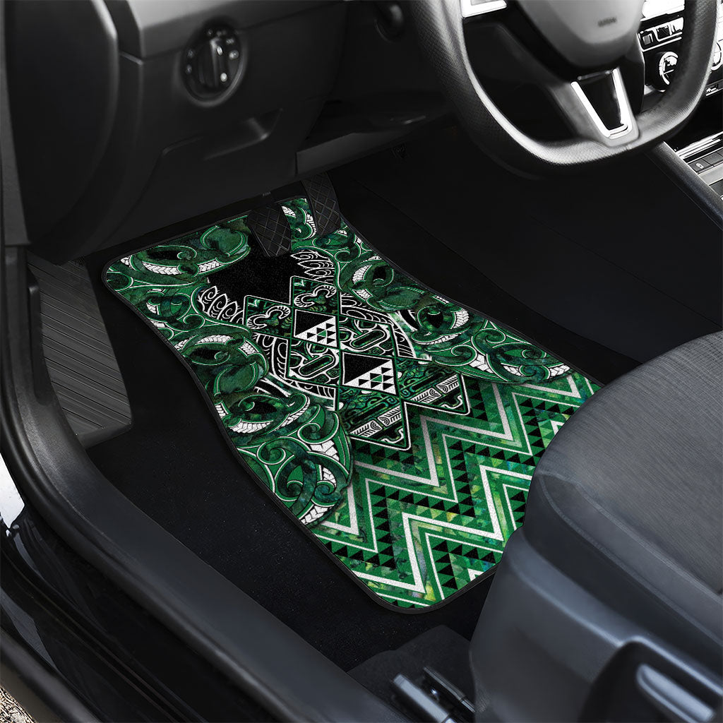 Aotearoa Ngai Tahu Car Mats Maori Tribal Dark Green Paua Shell Pattern DT05 - Polynesian Pride