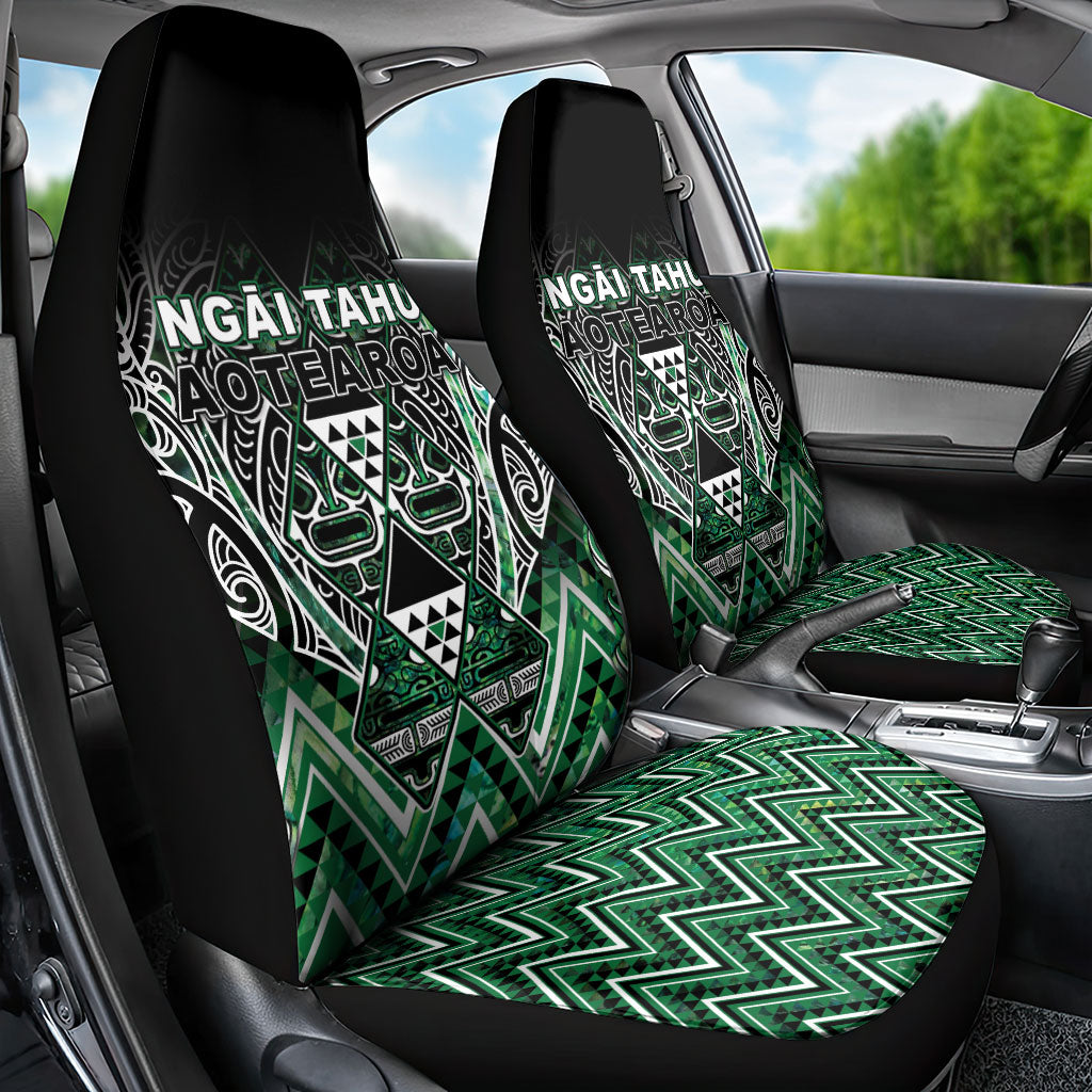 Aotearoa Ngai Tahu Car Seat Cover Maori Tribal Dark Green Paua Shell Pattern DT05 - Polynesian Pride