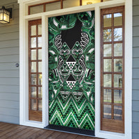 Aotearoa Ngai Tahu Door Cover Maori Tribal Dark Green Paua Shell Pattern DT05 - Polynesian Pride
