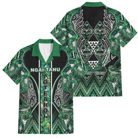Aotearoa Ngai Tahu Family Matching Puletasi and Hawaiian Shirt Maori Tribal Dark Green Paua Shell Pattern DT05 Dad's Shirt - Short Sleeve Green - Polynesian Pride