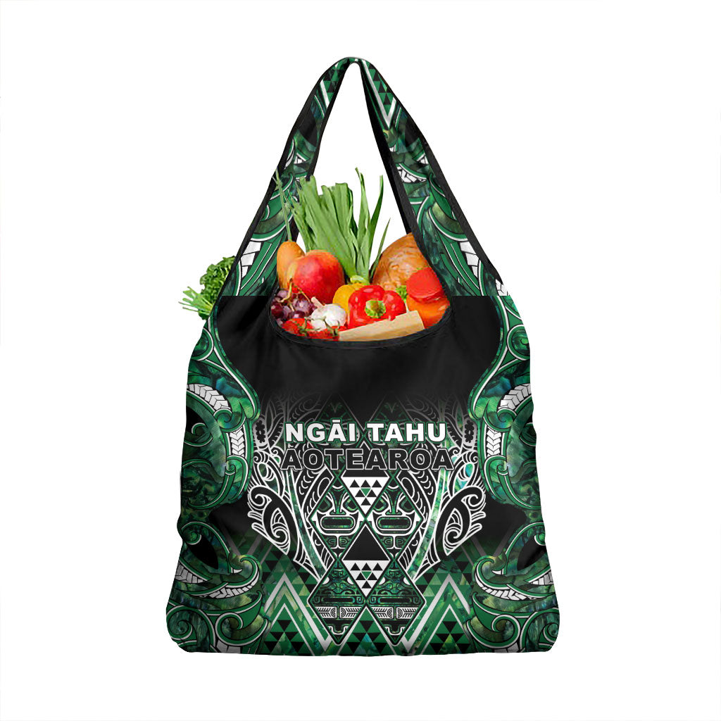 Aotearoa Ngai Tahu Grocery Bag Maori Tribal Dark Green Paua Shell Pattern DT05 1-pack One Size Green - Polynesian Pride