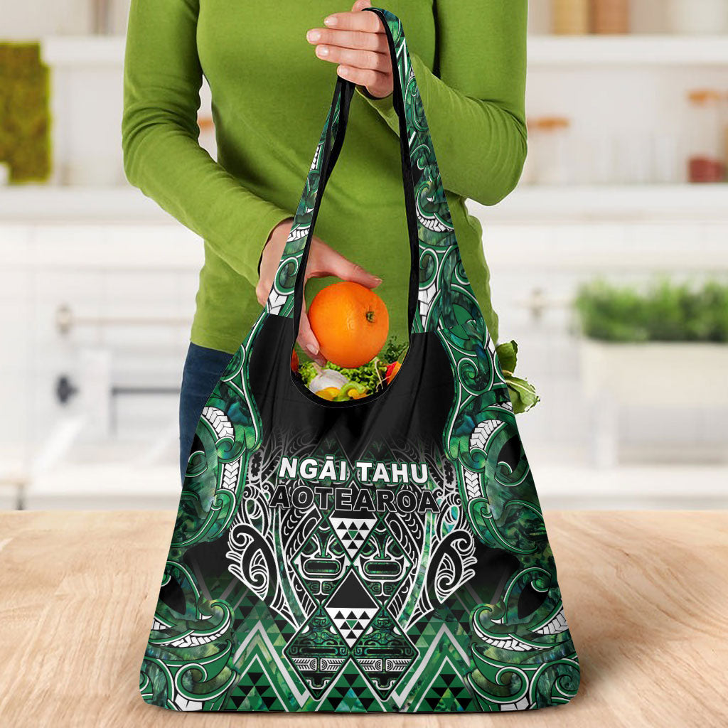 Aotearoa Ngai Tahu Grocery Bag Maori Tribal Dark Green Paua Shell Pattern DT05 - Polynesian Pride