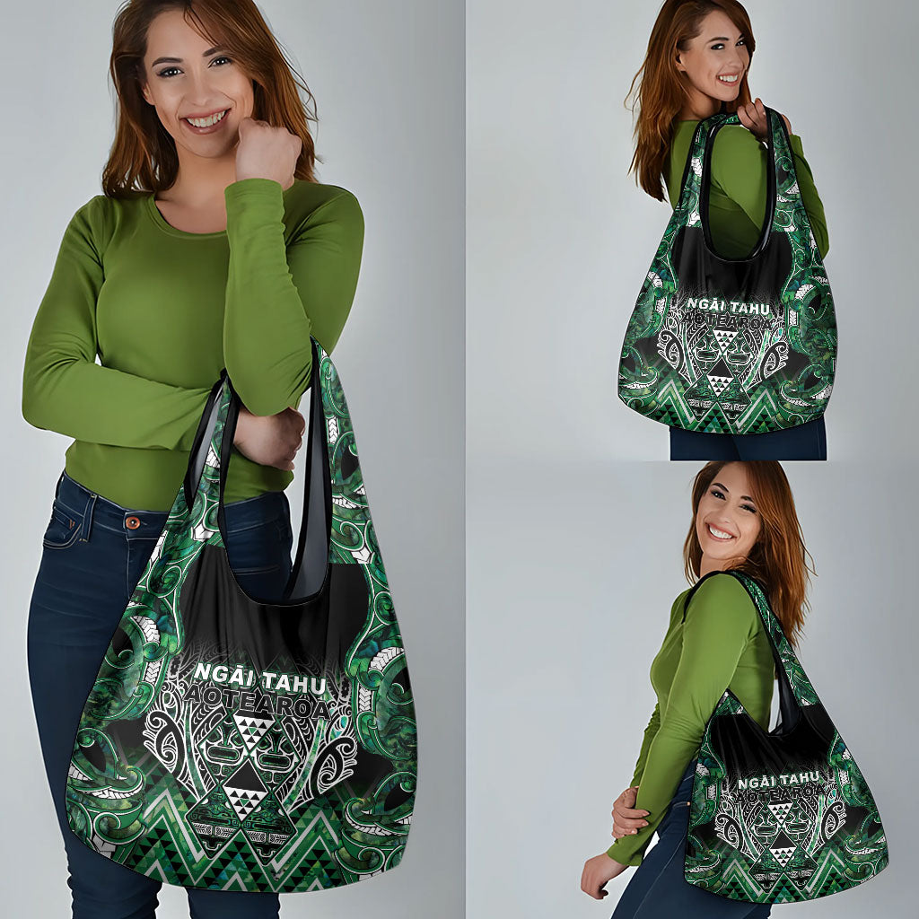 Aotearoa Ngai Tahu Grocery Bag Maori Tribal Dark Green Paua Shell Pattern DT05 - Polynesian Pride