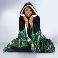 Aotearoa Ngai Tahu Hooded Blanket Maori Tribal Dark Green Paua Shell Pattern DT05 - Polynesian Pride