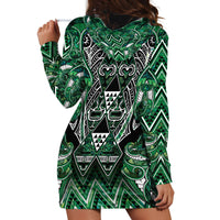 Aotearoa Ngai Tahu Hoodie Dress Maori Tribal Dark Green Paua Shell Pattern DT05 - Polynesian Pride