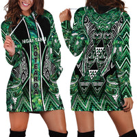 Aotearoa Ngai Tahu Hoodie Dress Maori Tribal Dark Green Paua Shell Pattern DT05 - Polynesian Pride
