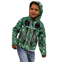 Aotearoa Ngai Tahu Kid Hoodie Maori Tribal Dark Green Paua Shell Pattern DT05 - Polynesian Pride