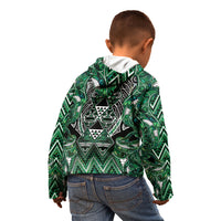 Aotearoa Ngai Tahu Kid Hoodie Maori Tribal Dark Green Paua Shell Pattern DT05 - Polynesian Pride