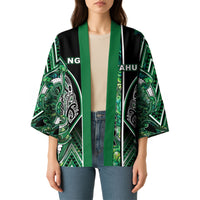 Aotearoa Ngai Tahu Kimono Maori Tribal Dark Green Paua Shell Pattern DT05 - Polynesian Pride