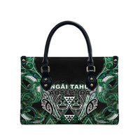 Aotearoa Ngai Tahu Leather Bag Maori Tribal Dark Green Paua Shell Pattern DT05 - Polynesian Pride