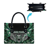 Aotearoa Ngai Tahu Leather Bag Maori Tribal Dark Green Paua Shell Pattern DT05 - Polynesian Pride