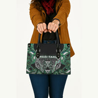 Aotearoa Ngai Tahu Leather Bag Maori Tribal Dark Green Paua Shell Pattern DT05 - Polynesian Pride