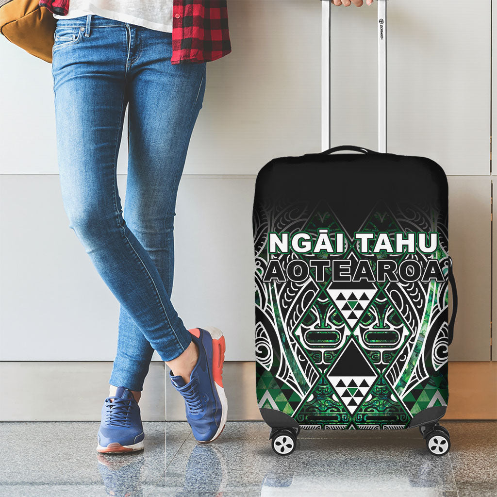 Aotearoa Ngai Tahu Luggage Cover Maori Tribal Dark Green Paua Shell Pattern DT05 - Polynesian Pride