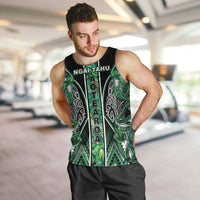 Aotearoa Ngai Tahu Men Tank Top Maori Tribal Dark Green Paua Shell Pattern DT05 Green - Polynesian Pride