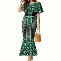 Aotearoa Ngai Tahu Mermaid Dress Maori Tribal Dark Green Paua Shell Pattern DT05 Women Green - Polynesian Pride
