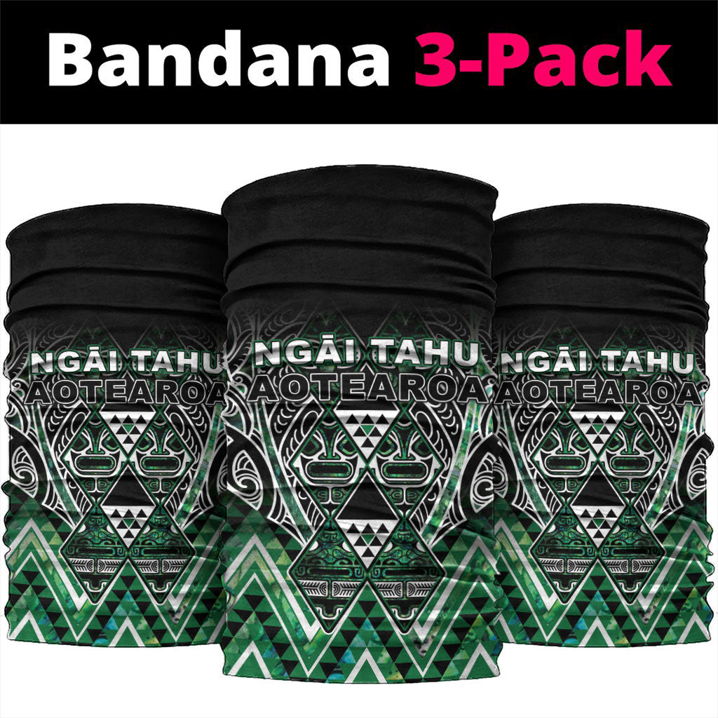 Aotearoa Ngai Tahu Neck Gaiter Maori Tribal Dark Green Paua Shell Pattern DT05 package One Size: 25*50cm Green - Polynesian Pride