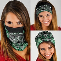 Aotearoa Ngai Tahu Neck Gaiter Maori Tribal Dark Green Paua Shell Pattern DT05 - Polynesian Pride