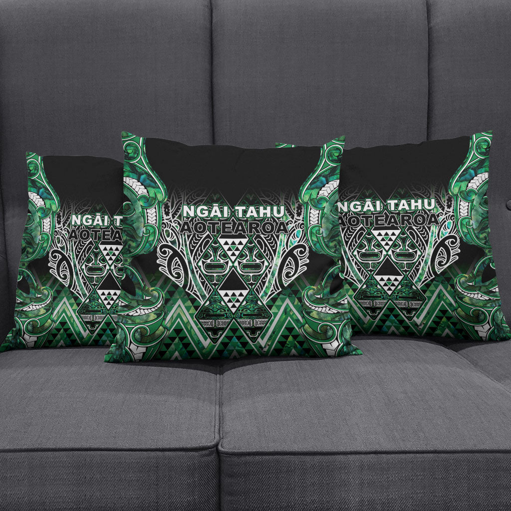 Aotearoa Ngai Tahu Pillow Cover Maori Tribal Dark Green Paua Shell Pattern DT05 - Polynesian Pride